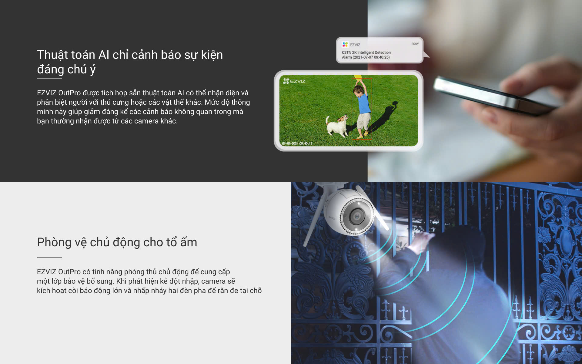 Mô tả Camera WI-FI Ngoài trời EZVIZ C3TN 3MP Đàm thoại 2 chiều, Có màu đêm, IP67 chống chịu thời tiết, Công nghệ AI - 3