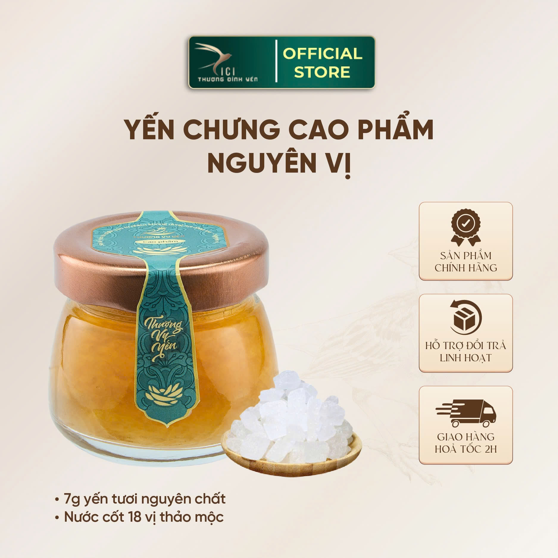 Mô tả Yến chưng cao phẩm Nguyên vị thượng hạng hũ 50-65g Yến Tươi  CiCi Thượng Đỉnh Yến Yến Sào Khánh Hòa nguyên chất - 1