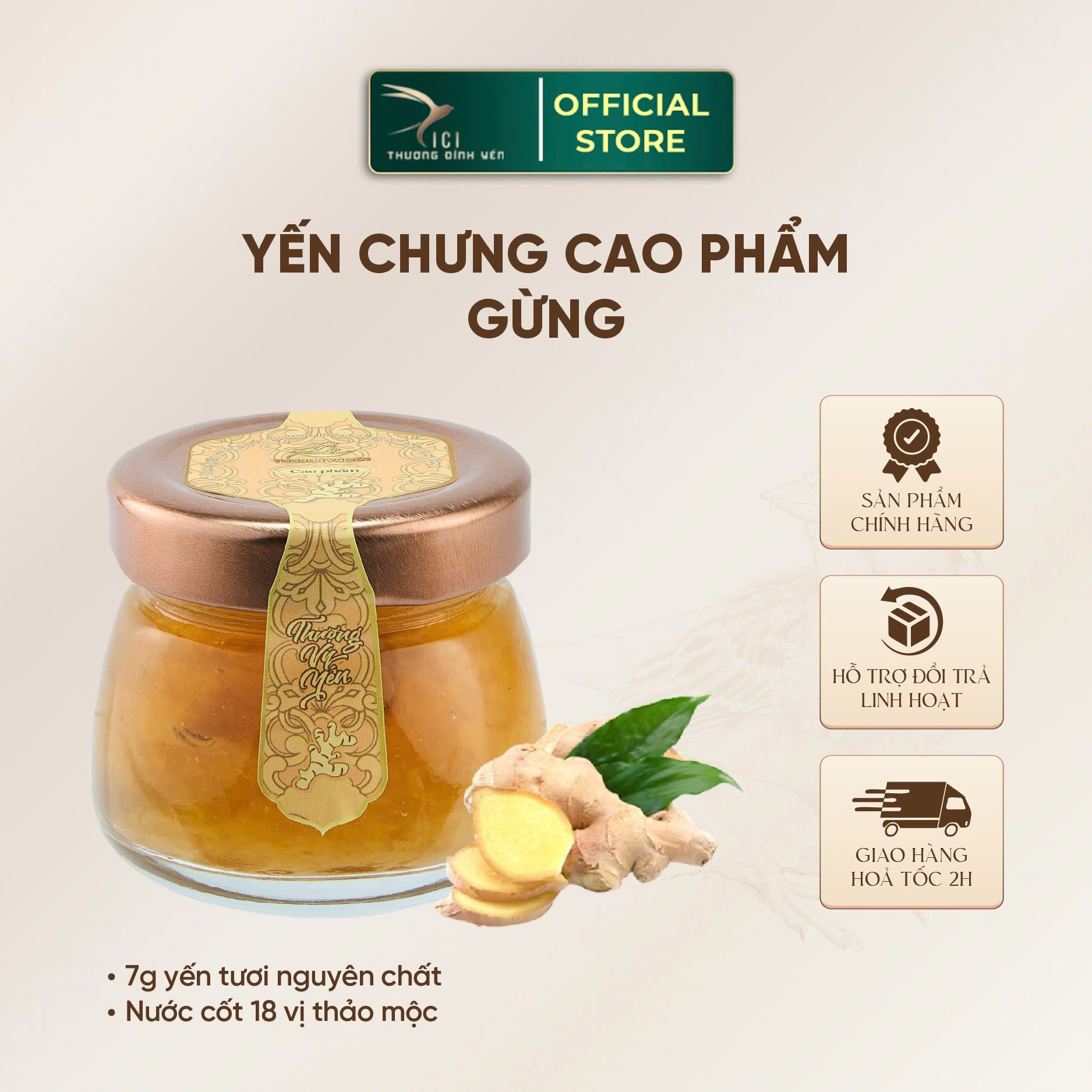 Mô tả Yến Chưng Cao Phẩm Vị Gừng Tăng Sức Đề Kháng CiCi Thượng Đỉnh Yến hũ 50-65g Yến Sào Khánh Hòa nguyên chất Yến Tươi - 1