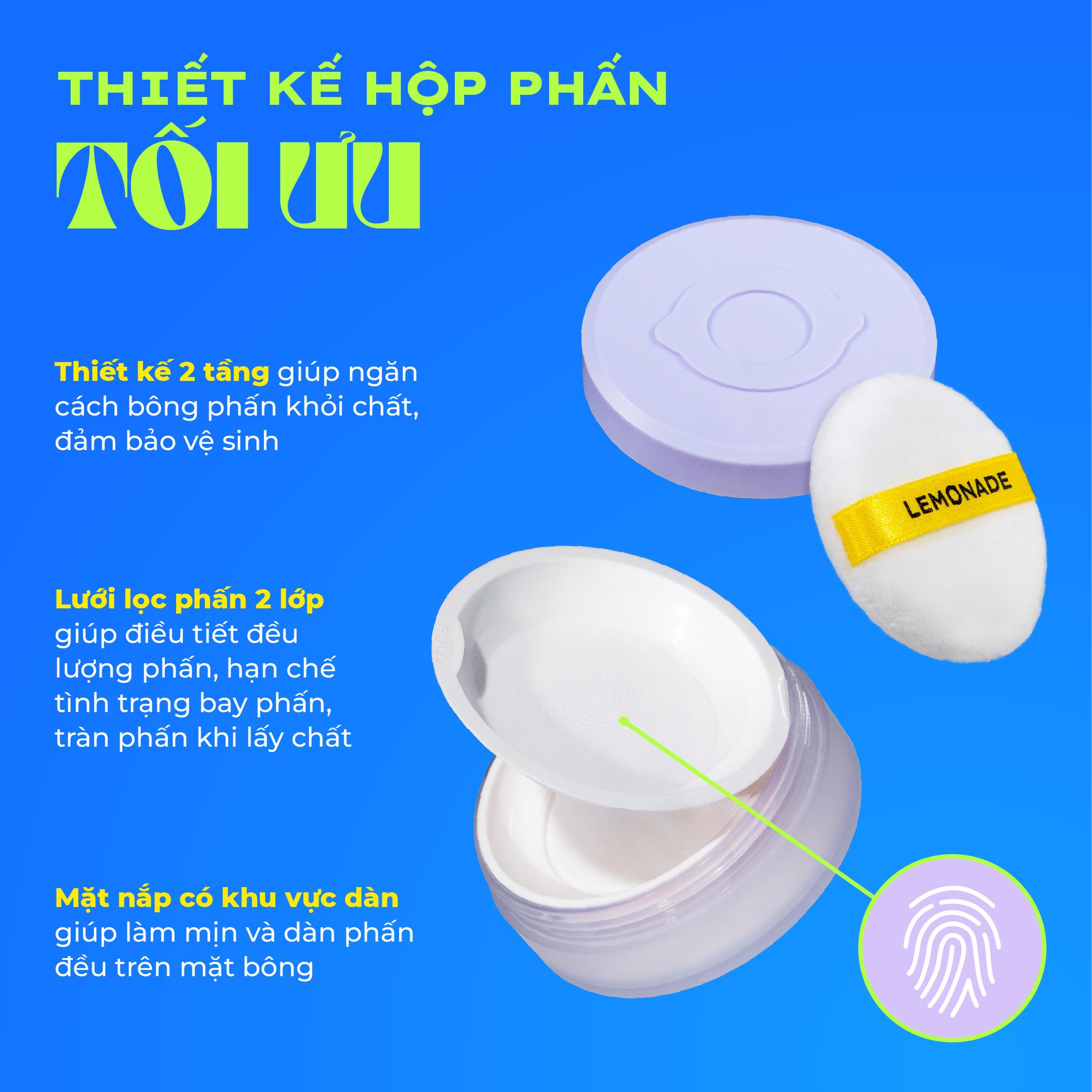Mô tả Phấn phủ mỏng nhẹ kiềm dầu thuần chay chống nắng Lemonade Supermatte No Makeup Loose Powder 9g - 9