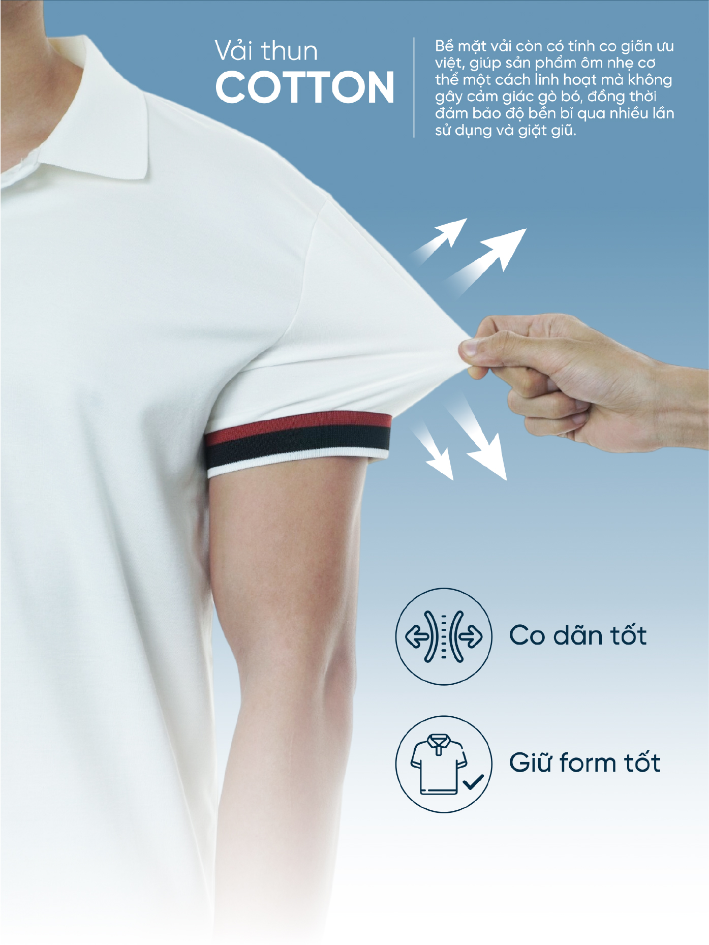 Mô tả Áo polo nam MARCO vải thun cotton dày dặn, co dãn tốt, đứng form, thoáng mát - HUSSIO - 2