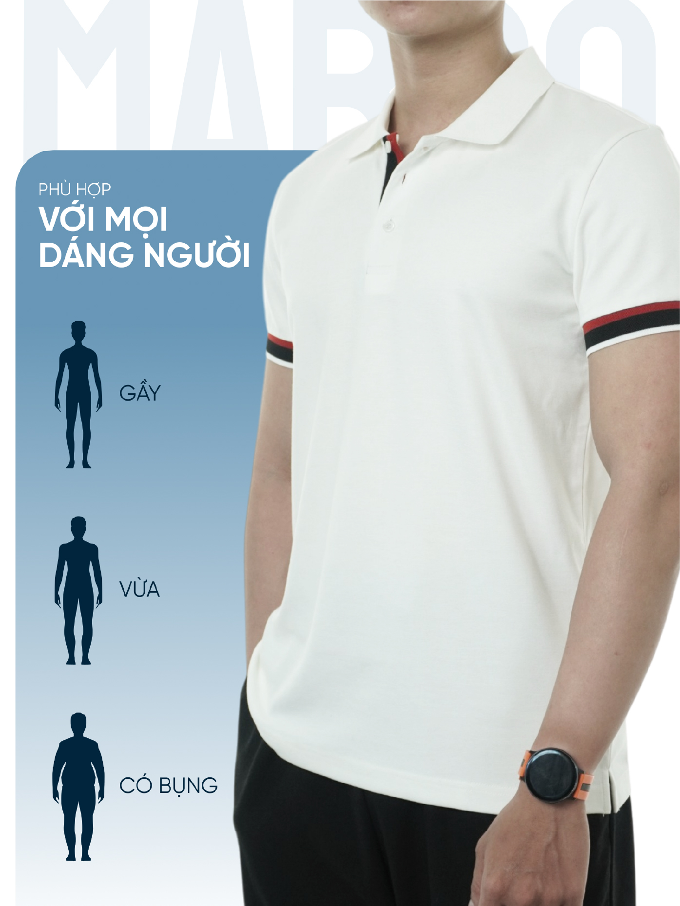 Mô tả Áo polo nam MARCO vải thun cotton dày dặn, co dãn tốt, đứng form, thoáng mát - HUSSIO - 7