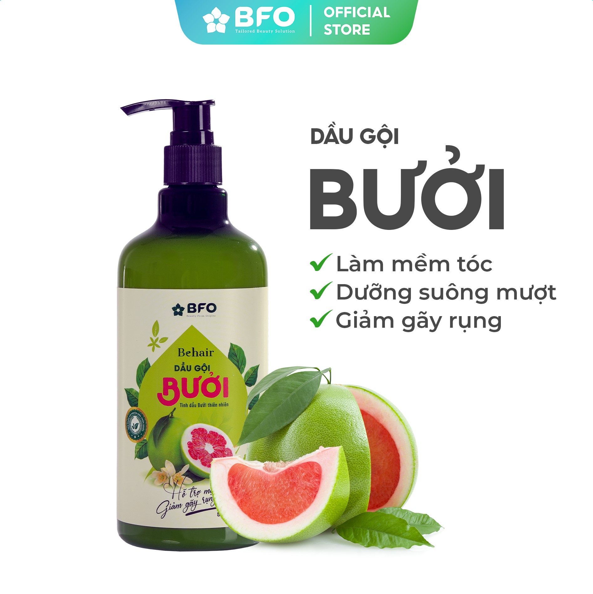 Mô tả Dầu Gội Bưởi Dưỡng Tóc Tinh Dầu Bưởi Mọc Tóc Phục Hồi Tóc BFO Behair 500ml - 2