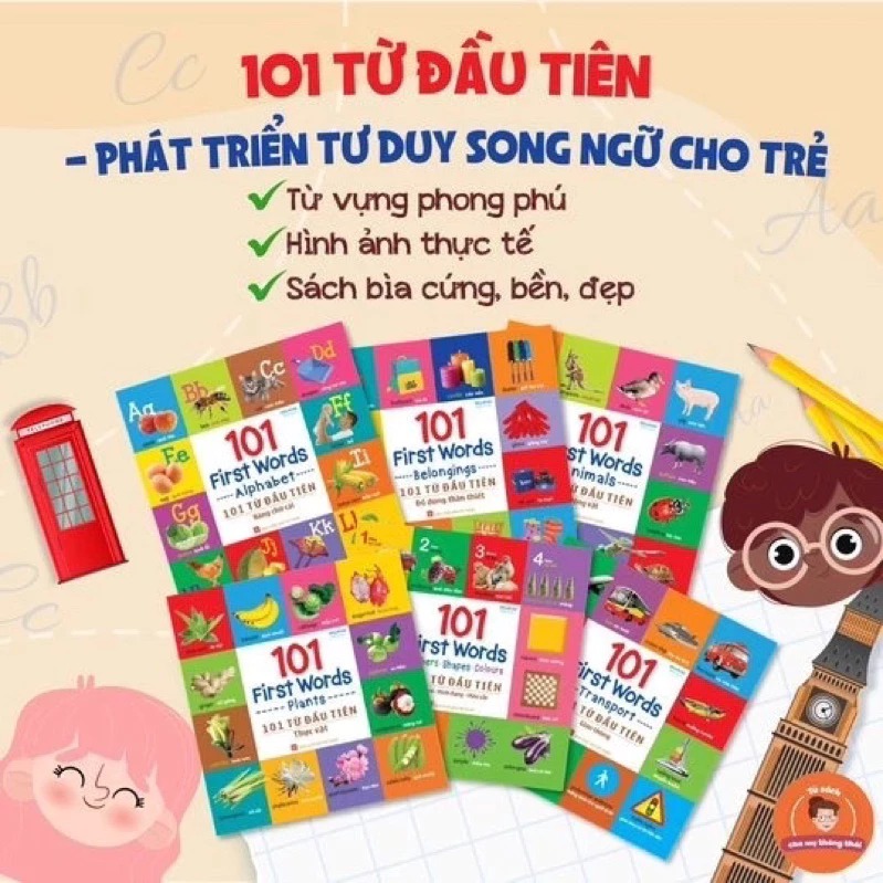 Mô tả Sách: 101 Từ Đầu Tiên / 101 First Words - Phát Triển Tư Duy Song Ngữ Cho Bé - 1
