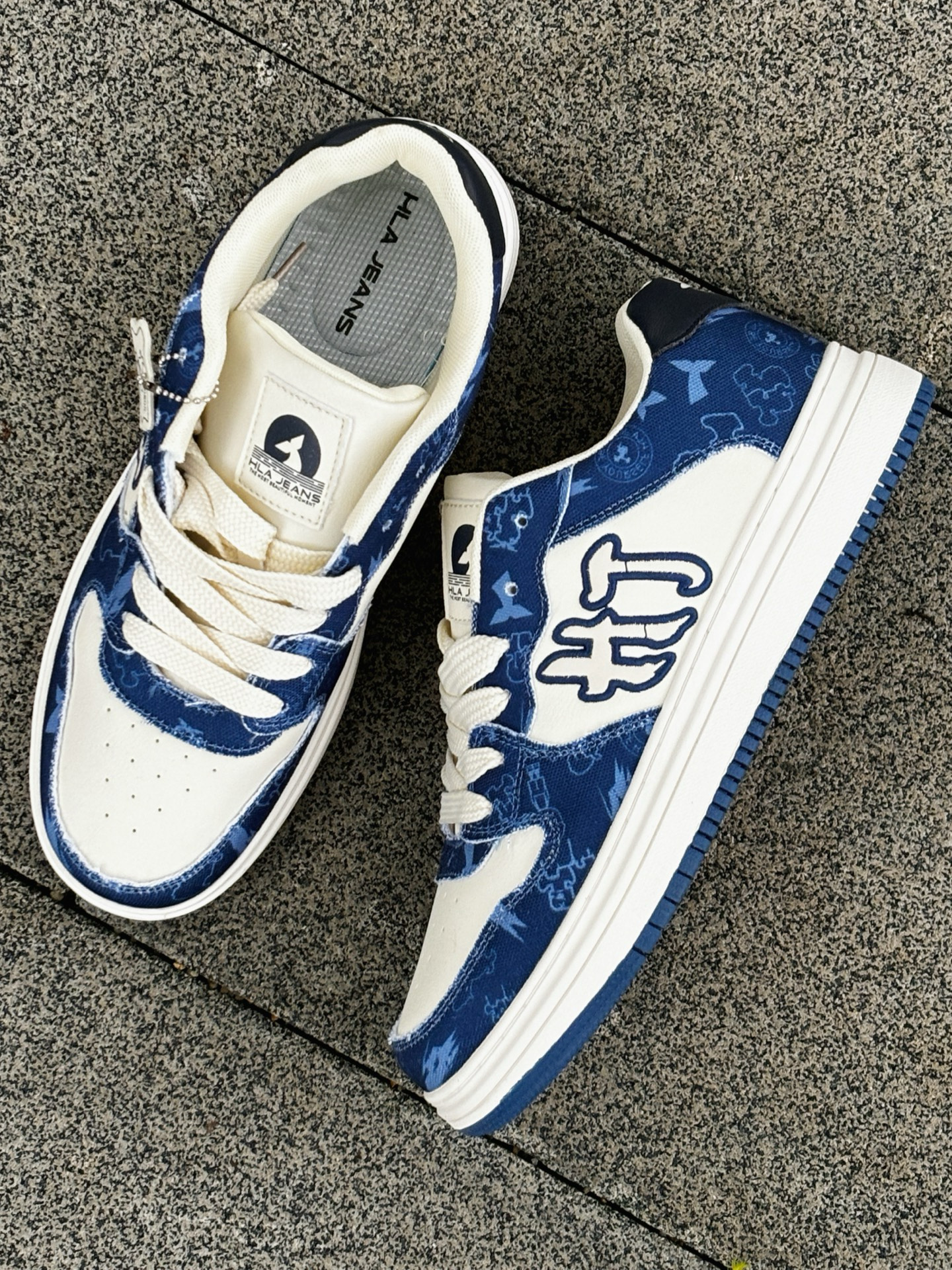 Mô tả Giày sneaker nam nữ unisex HLA Jeans màu trắng xanh chính hãng, kiểu dáng thời trang đơn giản thoáng khí, đế cao su êm m - 5