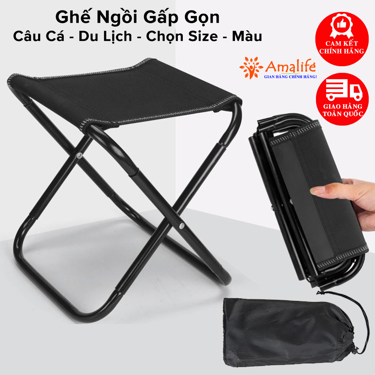 Mô tả Ghế Gập Gọn Đút Túi Quần, Ghế Câu Cá, Ghế Đi Du Lịch, Cắm Trại, Ghế Mini Ngồi Chờ Tàu Hỏa Gấp Gọn Chính Hãng Amalife - 1