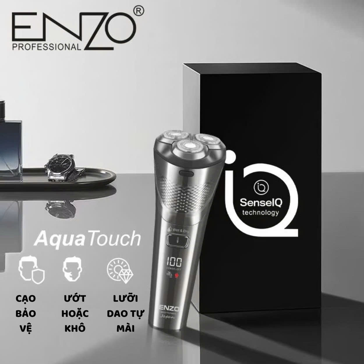 Mô tả Máy cạo râu điện ENZO 9305 lưỡi dao xoay,lưỡi cạo nổi 3D ôm mặt,pin sạc siêu bền,chống nước ipx6 bh 5 năm - 5