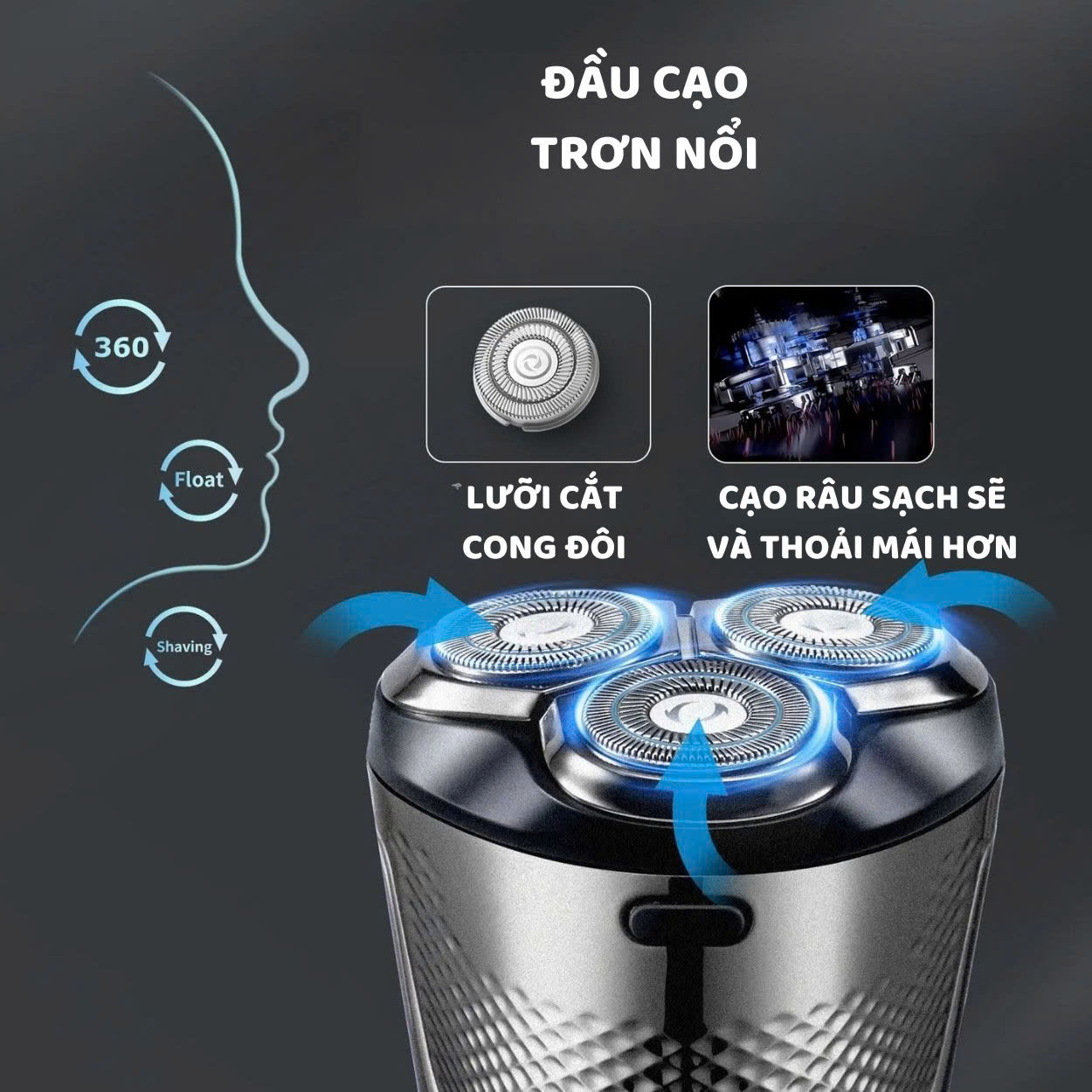 Mô tả Máy cạo râu điện ENZO 9305 lưỡi dao xoay,lưỡi cạo nổi 3D ôm mặt,pin sạc siêu bền,chống nước ipx6 bh 5 năm - 6