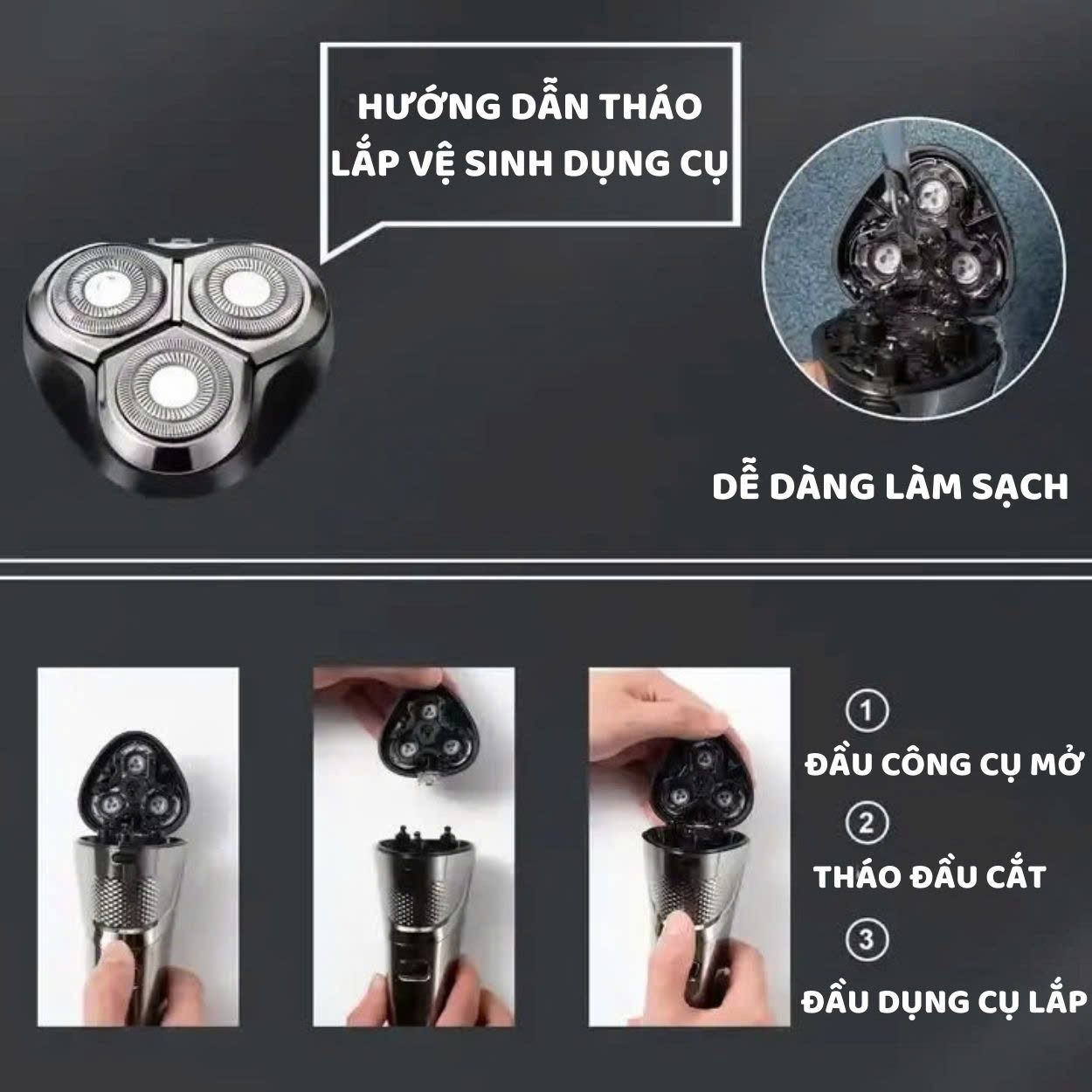 Mô tả Máy cạo râu điện ENZO 9305 lưỡi dao xoay,lưỡi cạo nổi 3D ôm mặt,pin sạc siêu bền,chống nước ipx6 bh 5 năm - 9
