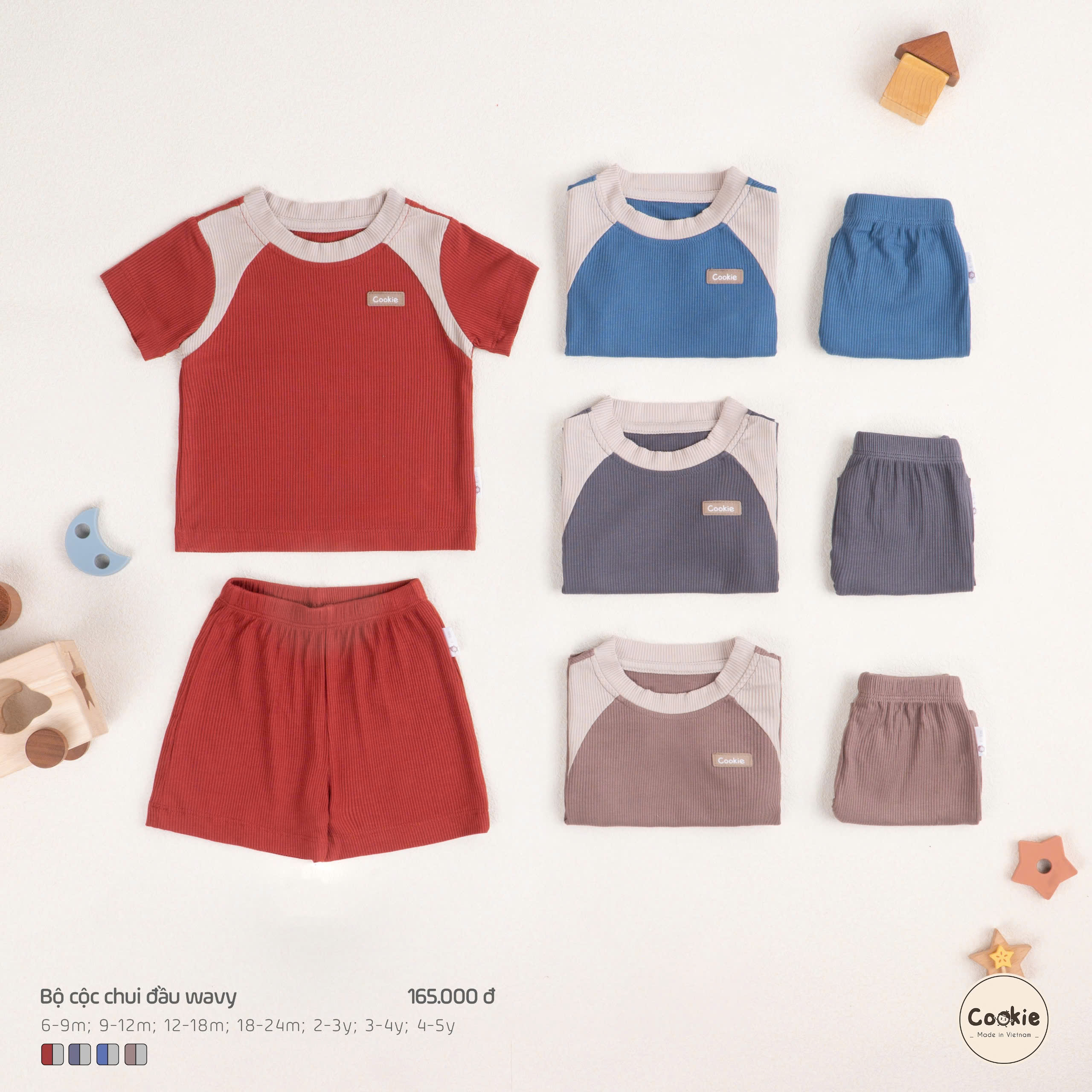 Mô tả Bộ Quần Áo COOKIE Cộc Tay Chui Đầu Wavy Cho Bé Size Từ 6 Tháng 5 Tuổi 2025 - 2