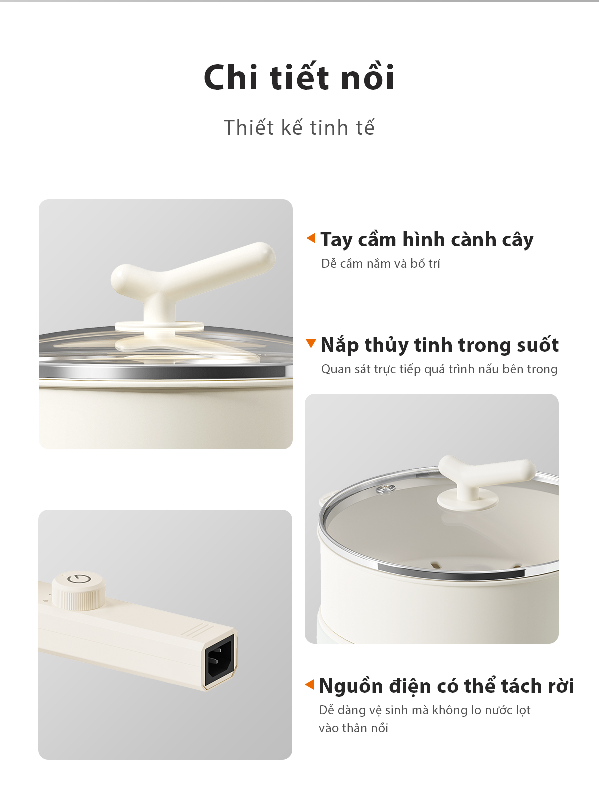 Mô tả Nồi nấu đa năng Gaabor EC-20E01B 2L chiên xào hấp kèm xứng hấp lẩu điện cầm tay điều chỉnh nhiệt độ - 2