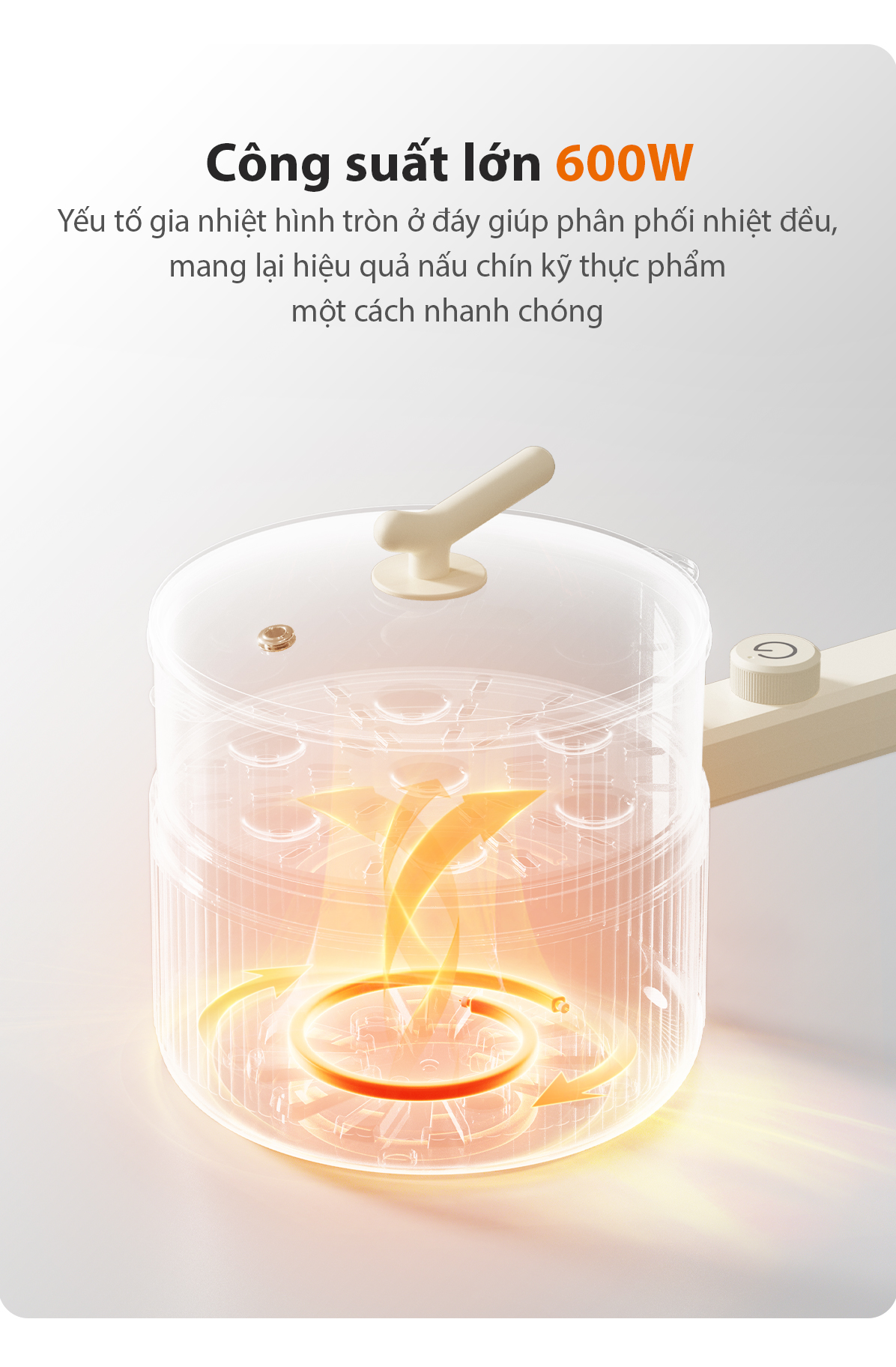 Mô tả Nồi nấu đa năng Gaabor EC-20E01B 2L chiên xào hấp kèm xứng hấp lẩu điện cầm tay điều chỉnh nhiệt độ - 10