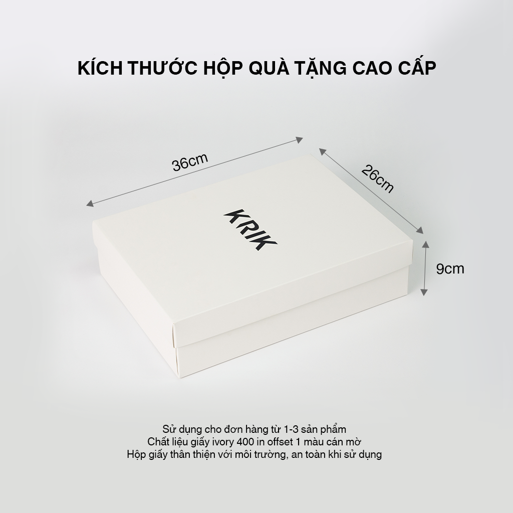 Mô tả Hộp Quà Tặng KRIK Trắng Trơn Chất Liệu Giấy Ivory Cao Cấp - 1