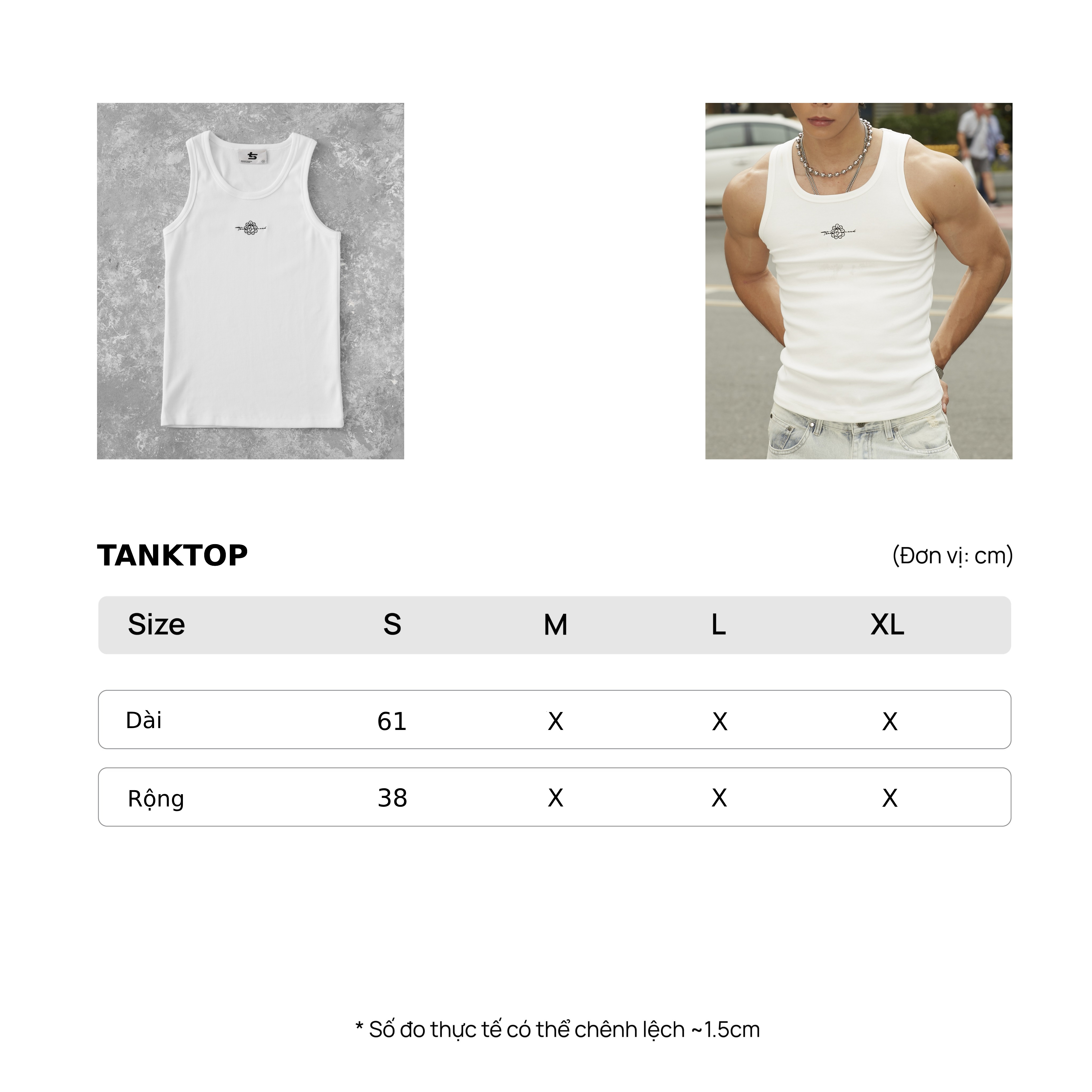 Mô tả Áo Ba Lỗ Nam TankTop Thun Gân Trắng Brand TSUN Chính Hãng, Streetwear, Localbrand, Áo 3 Lỗ Đơn Giản - 1