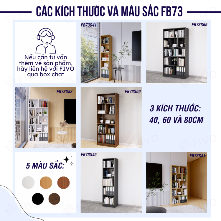 Kệ Sách Gỗ 5 Tầng FIVO FB73 - Ảnh 5