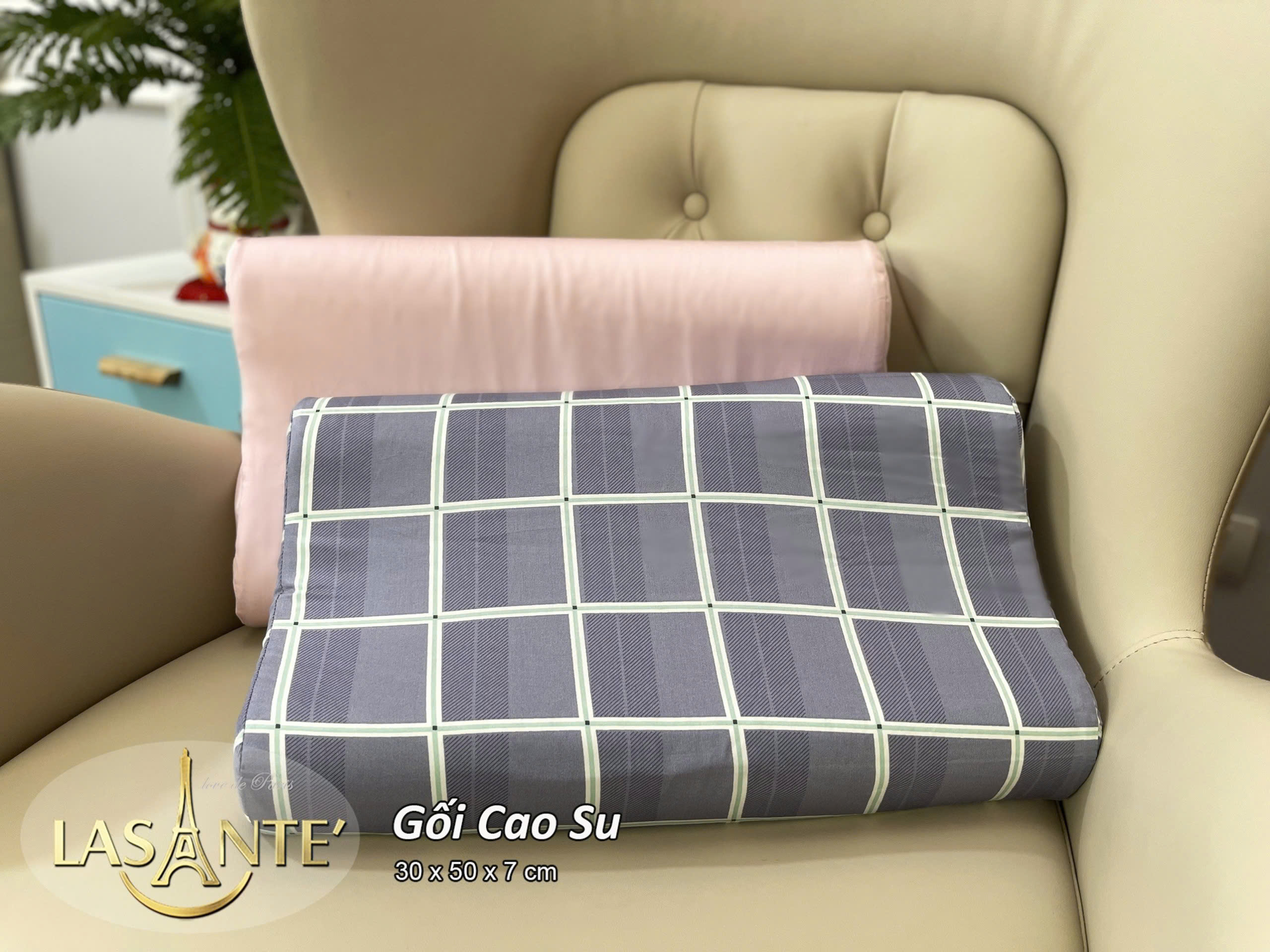 Mô tả Gối Cao Su Cỡ Nhỏ 30x50x7 cm Thiết Kế Nâng Đỡ Cổ Vai Gáy, Ngủ Sâu Hơn Kèm Vỏ Tencel 100s - 1