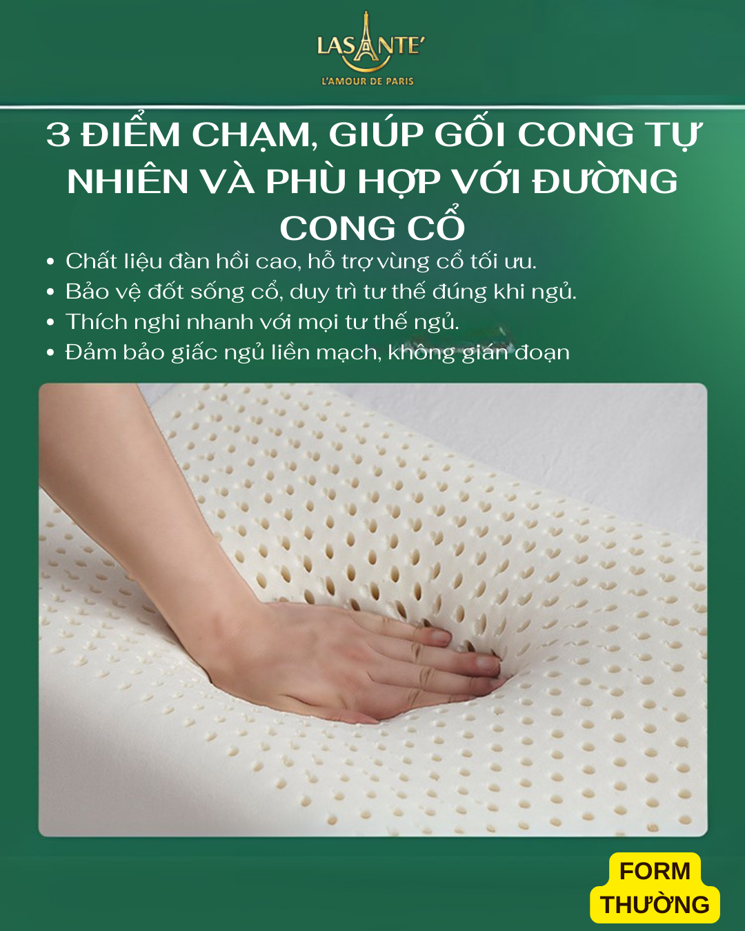 Mô tả Gối Cao Su Cỡ Nhỏ 30x50x7 cm Thiết Kế Nâng Đỡ Cổ Vai Gáy, Ngủ Sâu Hơn Kèm Vỏ Tencel 100s - 4
