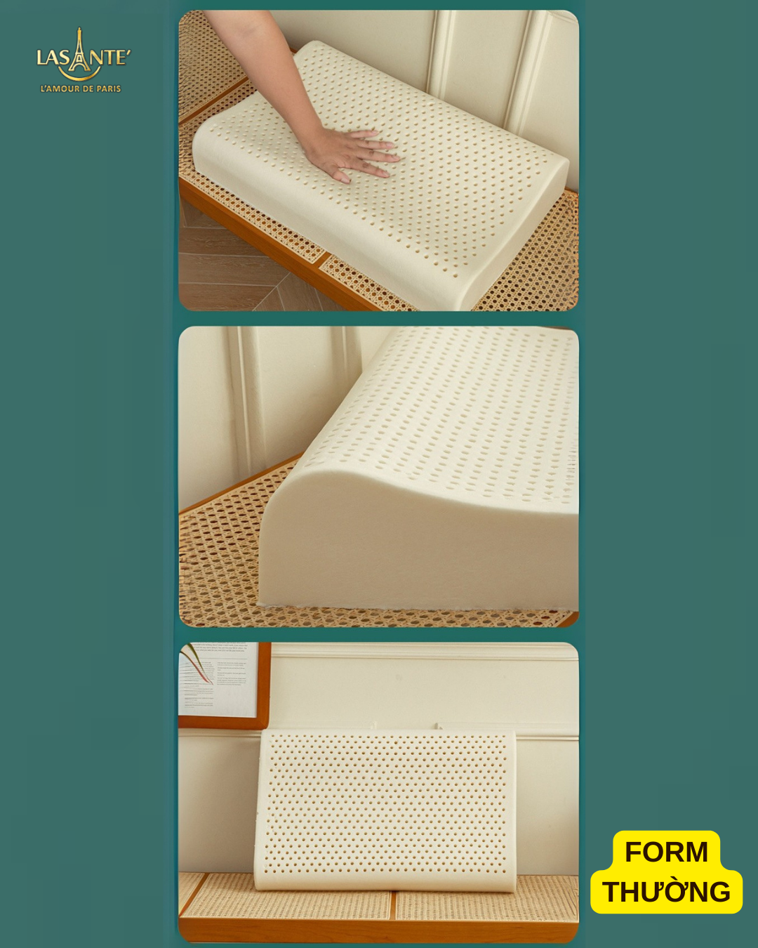 Mô tả Gối Cao Su Cỡ Nhỏ 30x50x7 cm Thiết Kế Nâng Đỡ Cổ Vai Gáy, Ngủ Sâu Hơn Kèm Vỏ Tencel 100s - 5