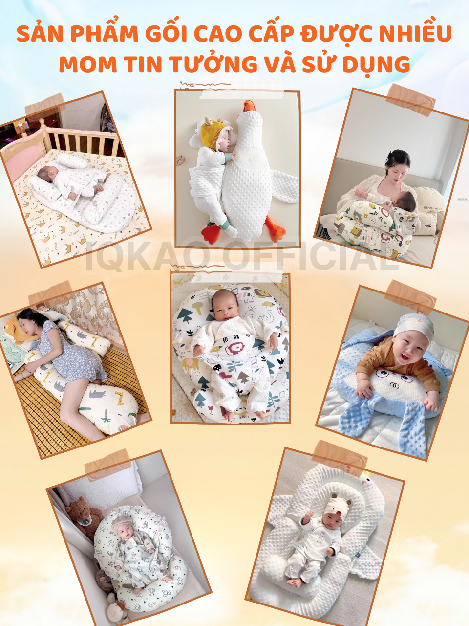 Mô tả Gối Chặn Định Hình Đầu IQKAO Cho Bé – Gối Cotton Mềm Mại, Lõi Vỏ Hạt Kiều Mạch, Tư Thế Chuẩn, Chống Bẹp Đầu BG05 - 1