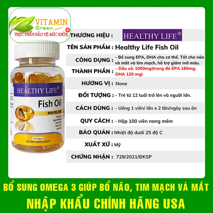 Healthy Life Fish Oil Viên Uống Dầu Cá Bổ Sung Omega 3 DHA EPA | Nhập ...