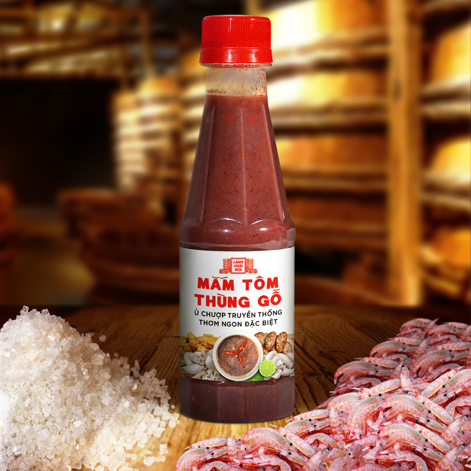 Mô tả Mắm tôm thùng gỗ Làng Chài Xưa nguyên liệu tươi, thơm ngon đặc biệt chai 260g - 2