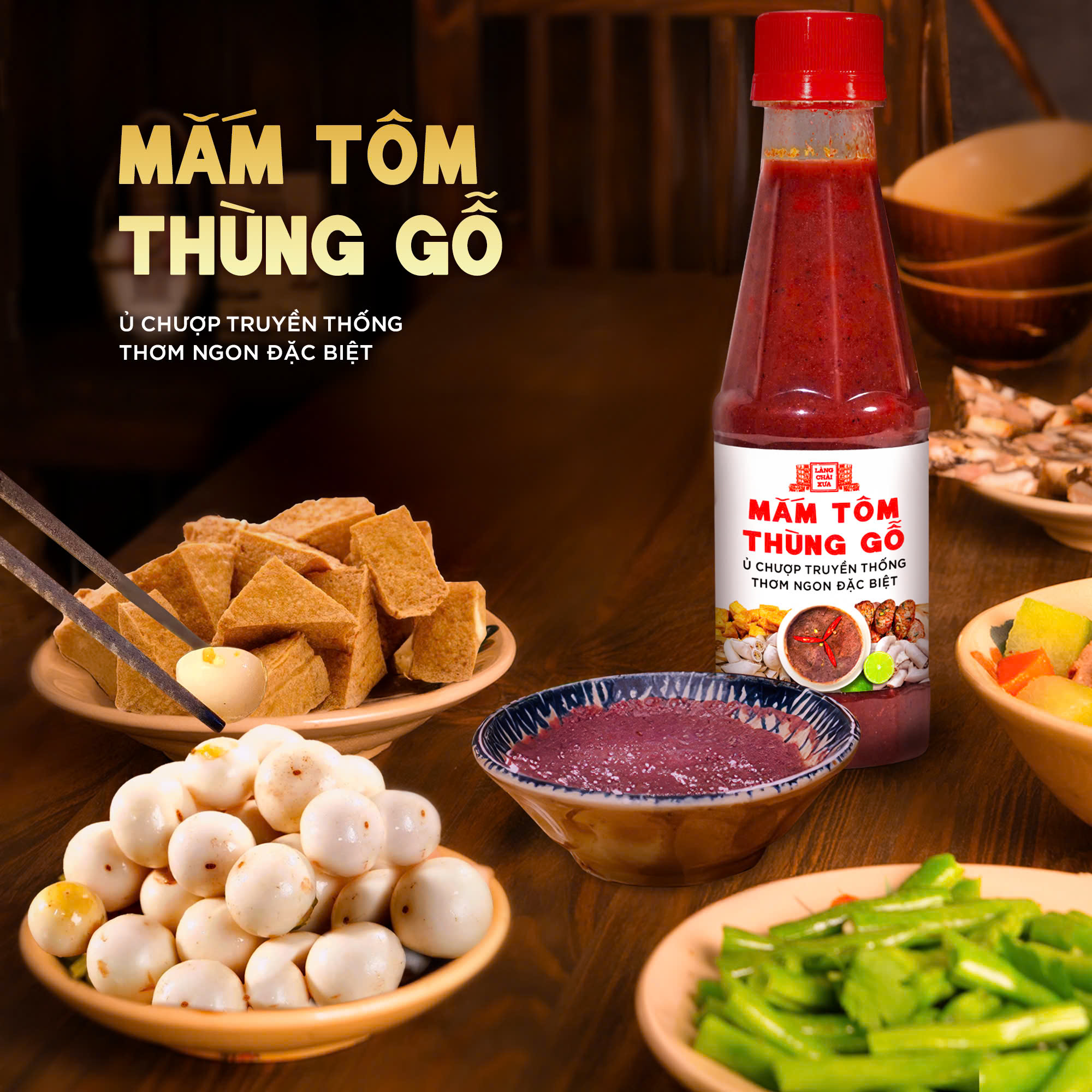 Mô tả Mắm tôm thùng gỗ Làng Chài Xưa nguyên liệu tươi, thơm ngon đặc biệt chai 260g - 4