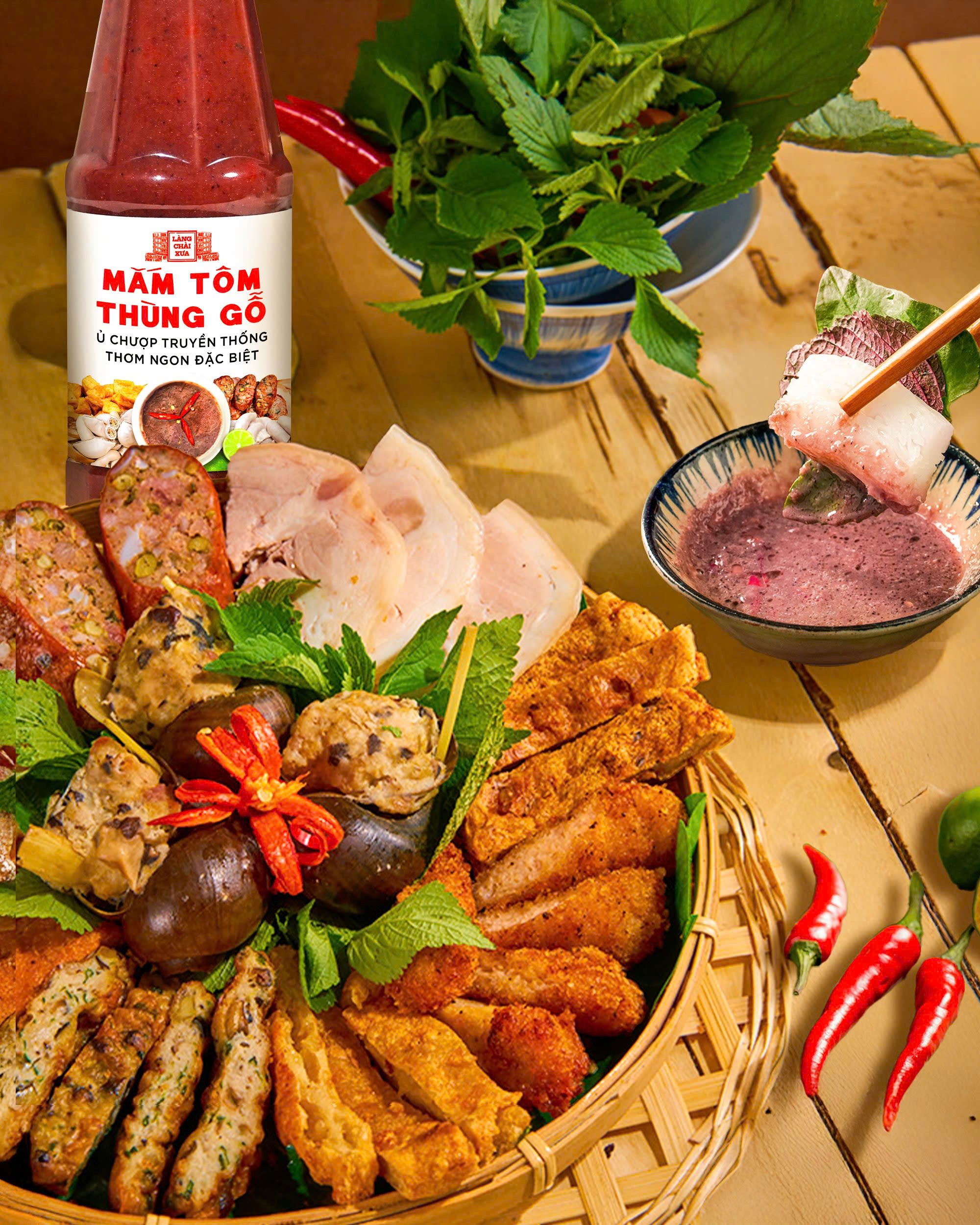 Mô tả Mắm tôm thùng gỗ Làng Chài Xưa nguyên liệu tươi, thơm ngon đặc biệt chai 260g - 6