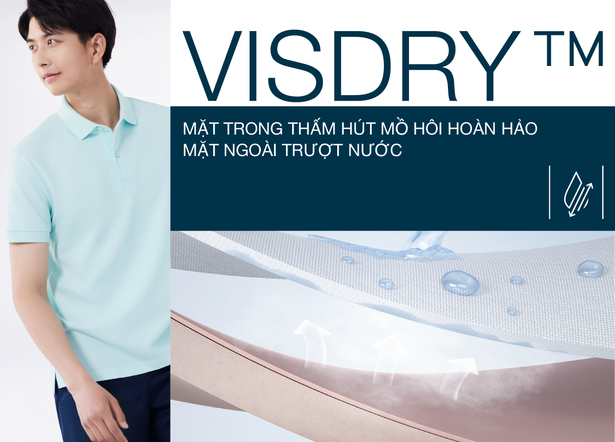Mô tả Áo thun nam polo DETERMINANT - Cotton cao cấp Visdry kháng nước thấm hút tối đa - P01-04 - màu trắng phối cổ viền xanh - 4