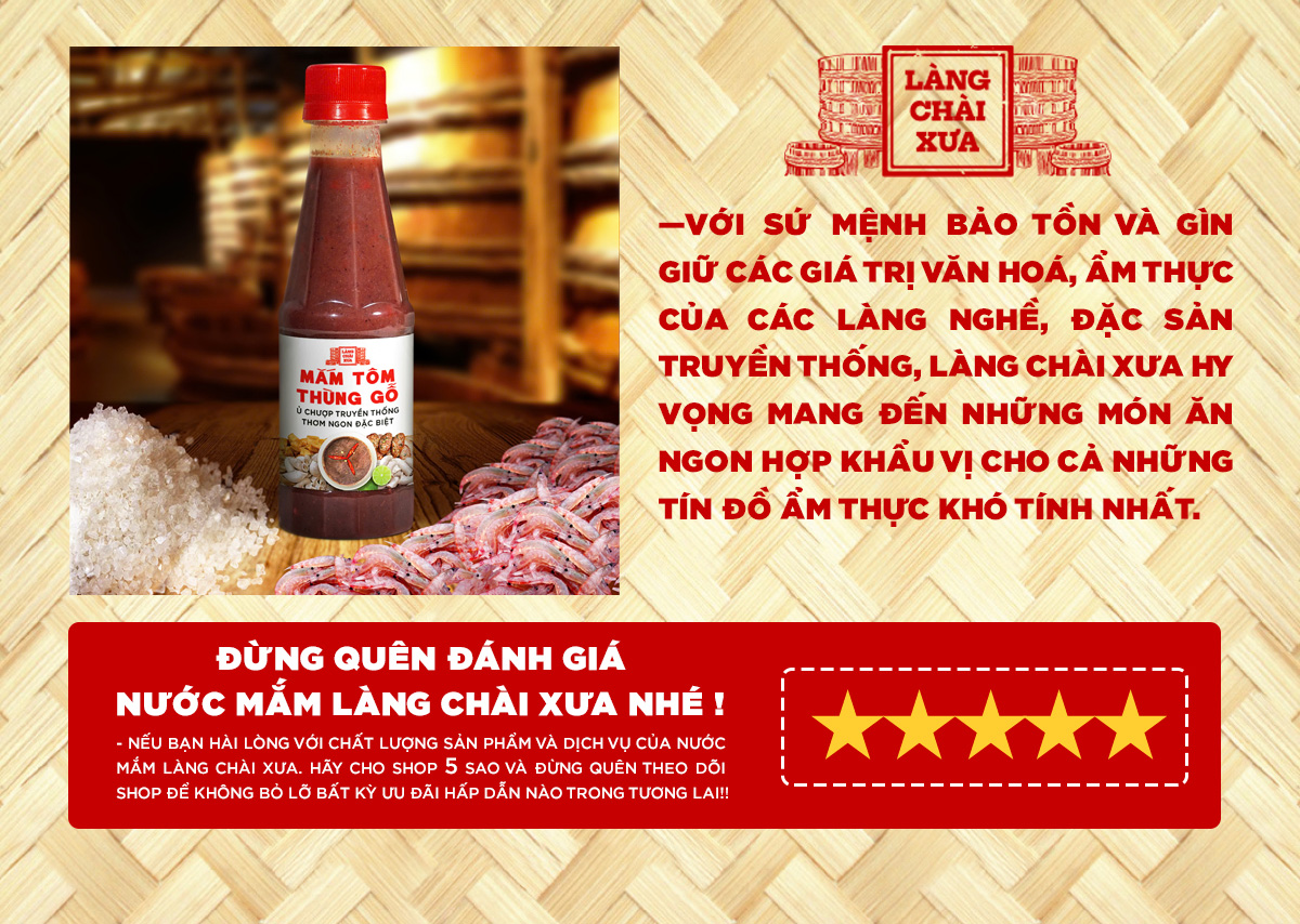 Mô tả Mắm tôm thùng gỗ Làng Chài Xưa nguyên liệu tươi, thơm ngon đặc biệt chai 260g - 7