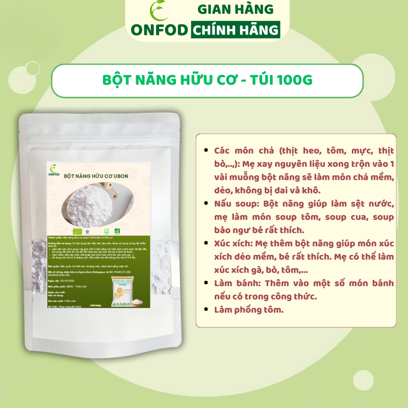 Tinh bột bắp hữu cơ ONFOD