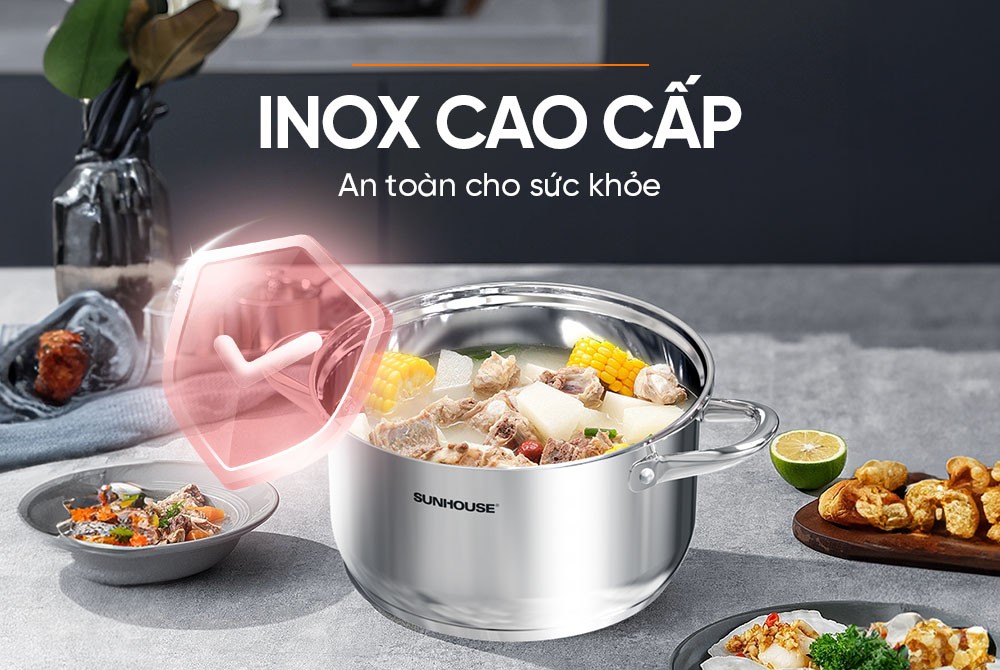 Mô tả Nồi Inox 3 đáy Sunhouse SHG301-xx dùng trên mọi loại bếp - 6