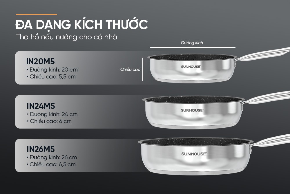Mô tả Chảo Inox Impact Sunhouse ECO INxxM5 dùng trên mọi loại bếp - 2