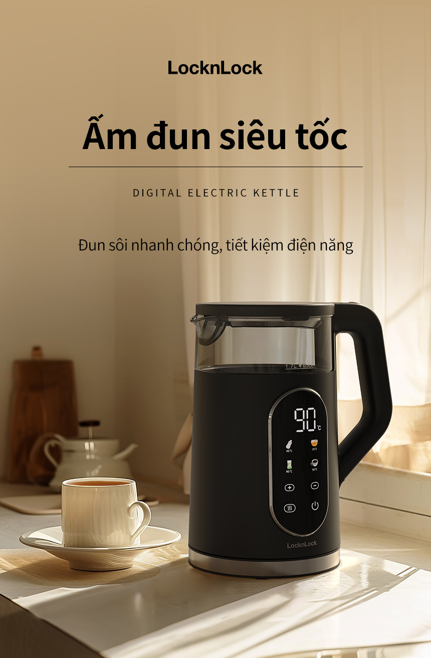 Ấm đun siêu tốc LocknLock Digital electric kettle 1.7L- Màu đen ...