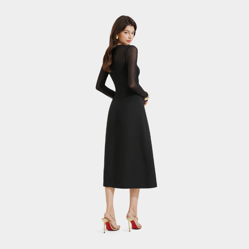 Mô tả Đầm Kiểu Nữ MARC FASHION Form A Tay Dài Phối Lưới Thun Cài Hoa - FASH111924 - 7