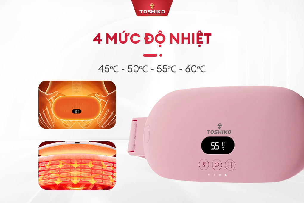Mô tả Đai massage chườm nóng Toshiko V9 giúp xoa dịu các cơn đau bụng kinh, phù hợp với các chị em phụ nữ - 4