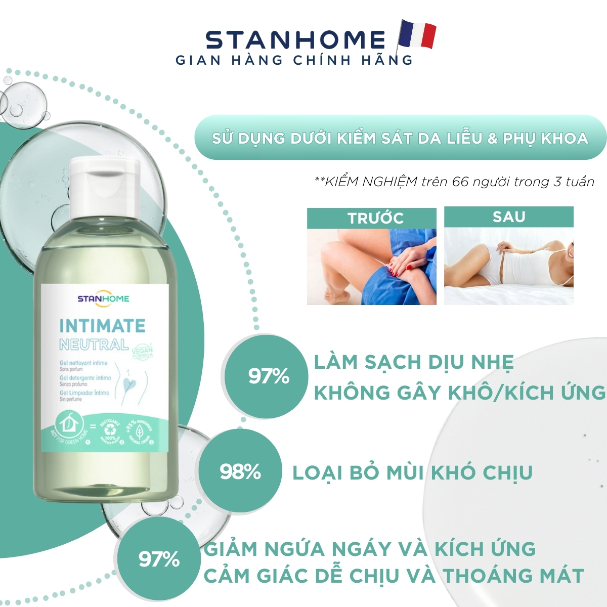 Mô tả Dung dịch vệ sinh nam, nữ Stanhome Intimate Neutral 200ml - 5