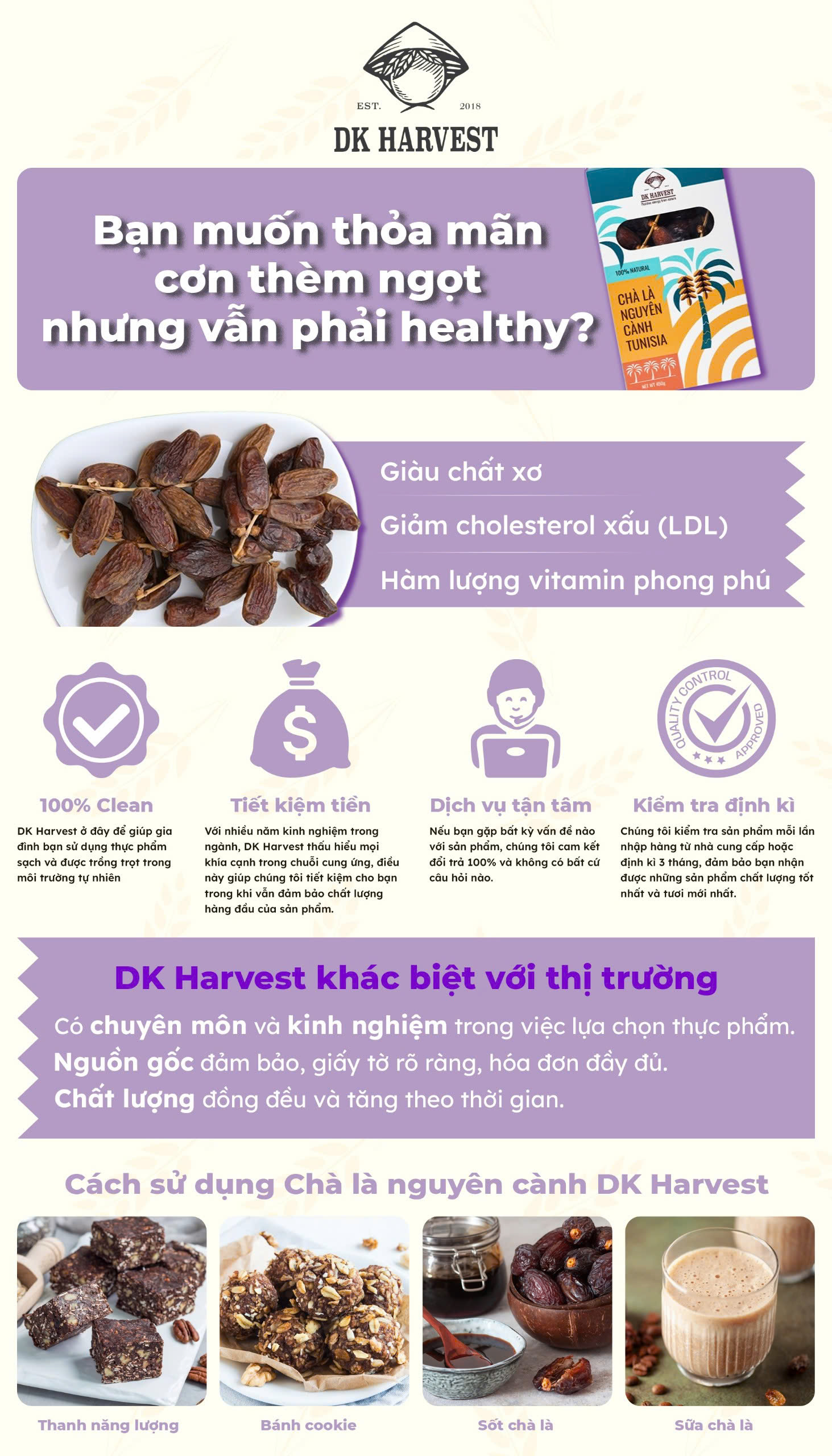 Mô tả Chà Là Nguyên Cành DK Harvest 450g - Nhập Khẩu Tunisia | Tự Nhiên, Dẻo Ngọt, Giàu Dinh Dưỡng - 1