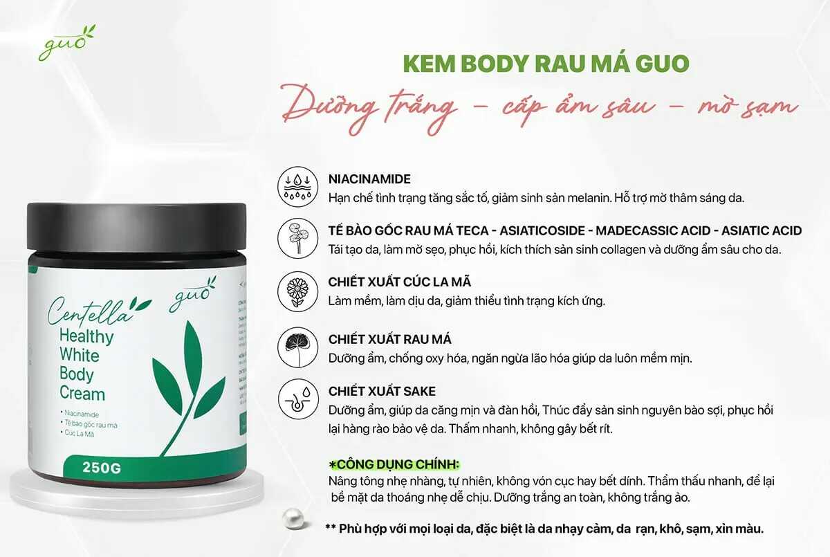 Mô tả Combo 2 Kem Body Ngày Đêm Giúp Dưỡng Sáng Da Toàn Thân, Nâng Tone Tức Thì GUO (Tặng kèm Skin Tone Palatte) - 1