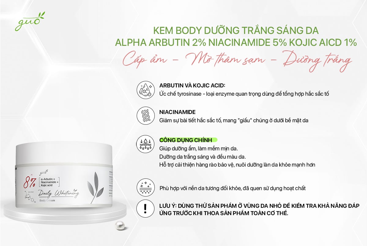 Mô tả Combo 2 Kem Body Ngày Đêm Giúp Dưỡng Sáng Da Toàn Thân, Nâng Tone Tức Thì GUO (Tặng kèm Skin Tone Palatte) - 2