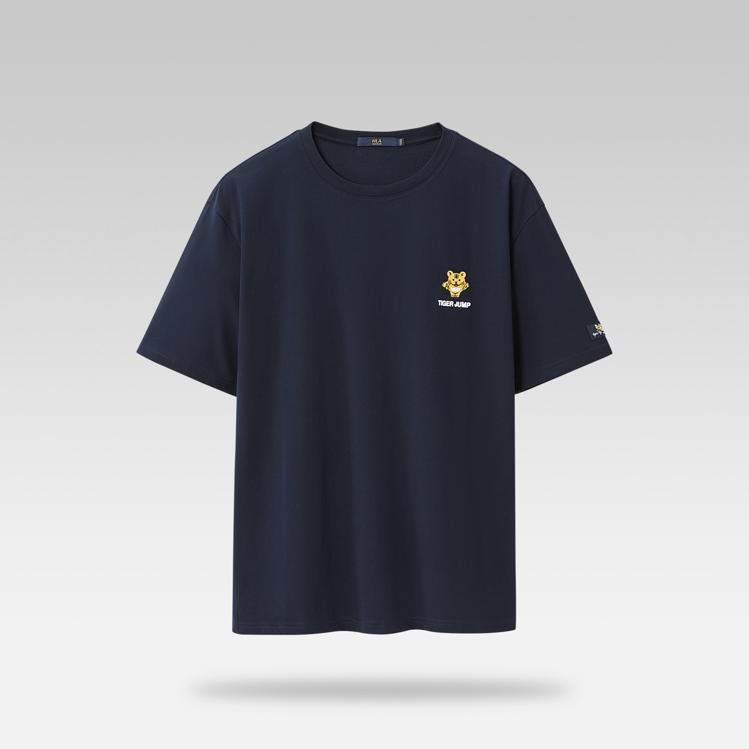 Mô tả Áo thun nam HLA ngắn tay xanh navy logo in hoạt hình Cotton Cool Embroidery Printed T-shirt - 1