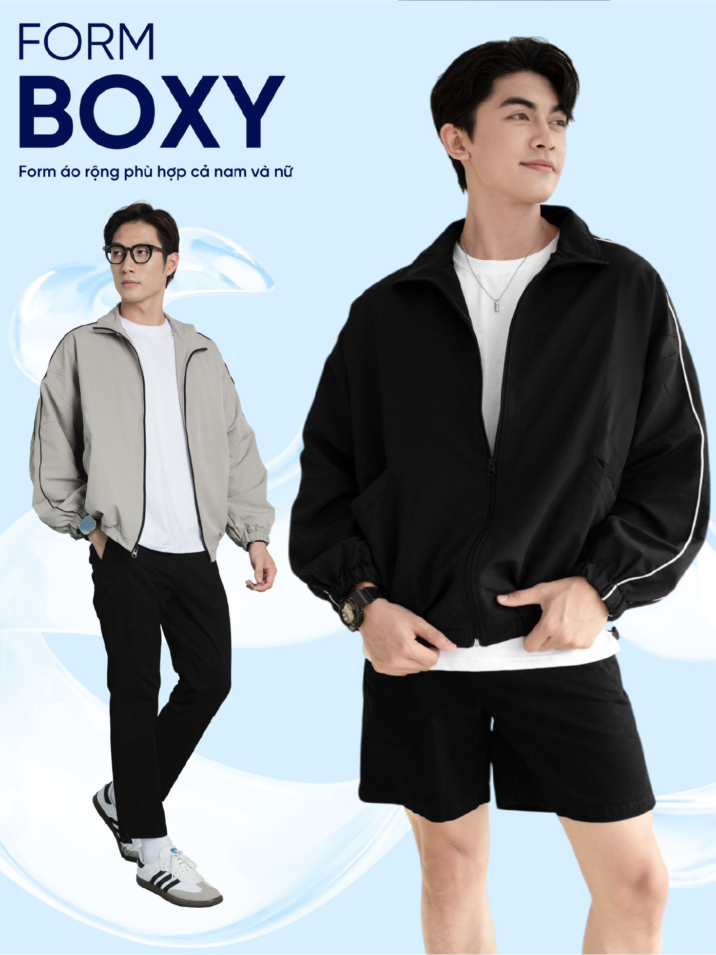 Mô tả Áo khoác nam VARIANTS vải dù nhám co giãn, trượt nước, form crop trẻ trung, năng động - HUSSIO - 6