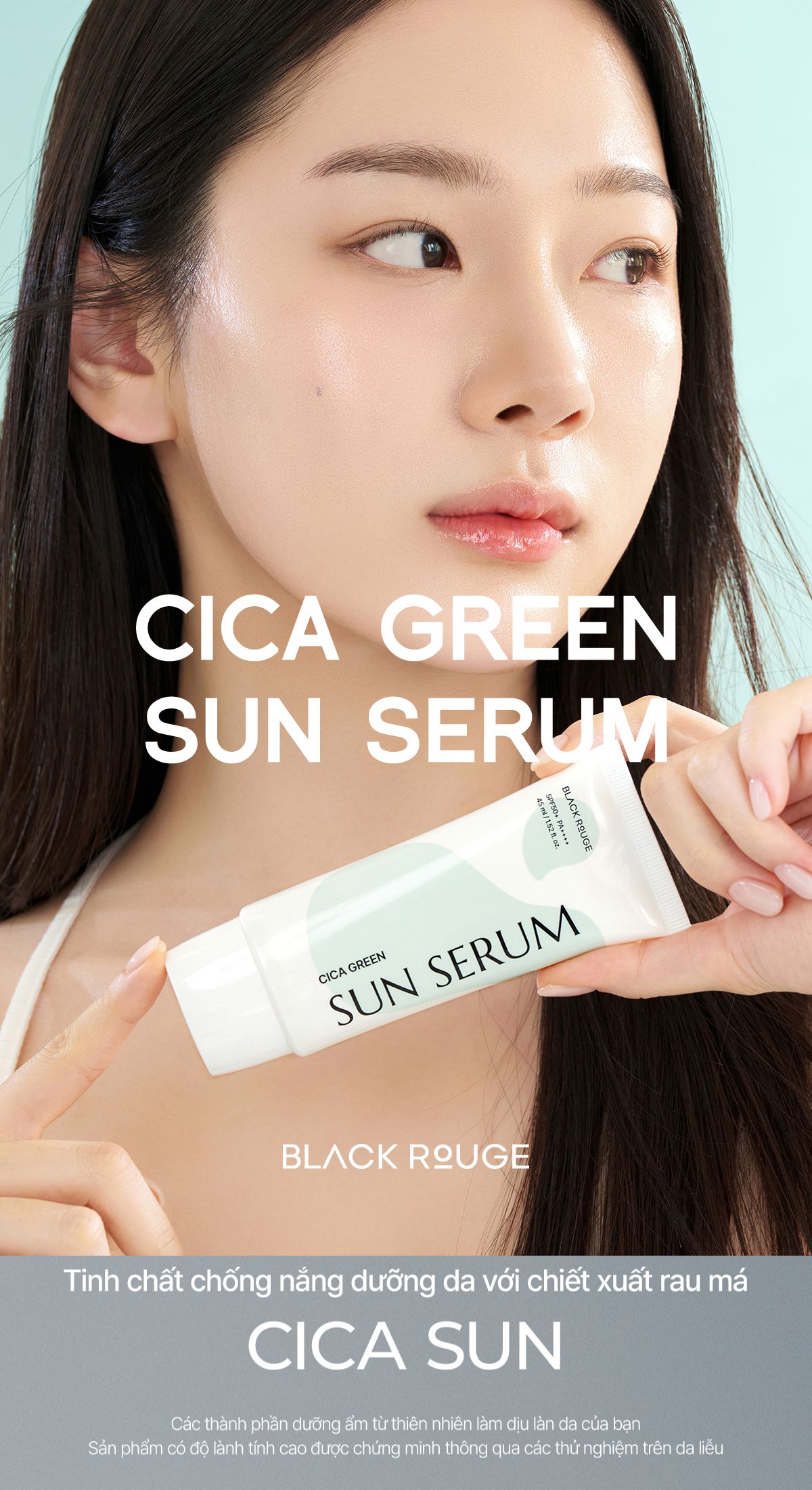 Mô tả Tinh Chất Chống Nắng Black Rouge Cica Green Sun Serum Hàn Quốc SPF50+ PA+++++ 3ml - 1