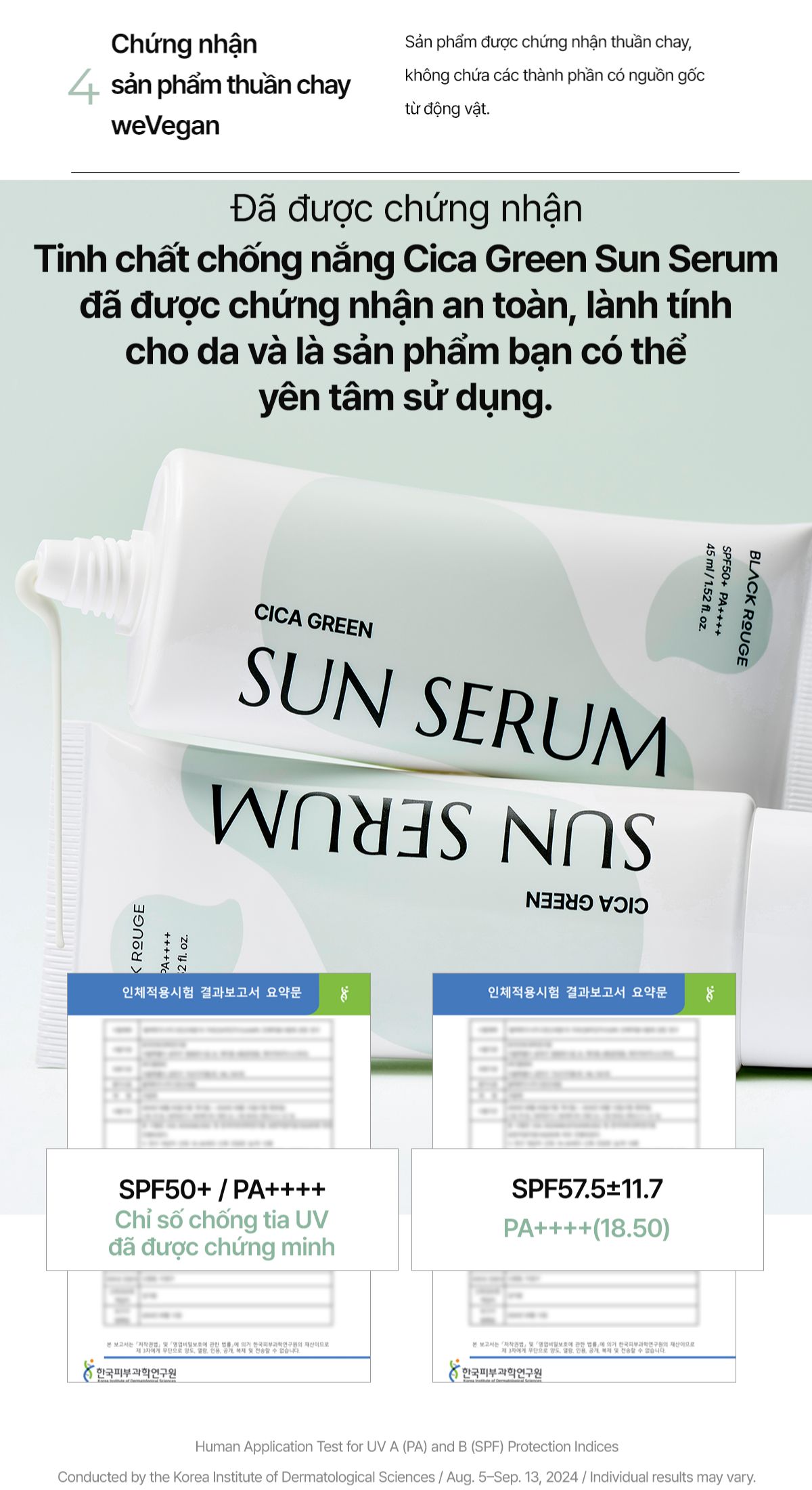 Mô tả Tinh Chất Chống Nắng Black Rouge Cica Green Sun Serum Hàn Quốc SPF50+ PA+++++ 3ml - 4