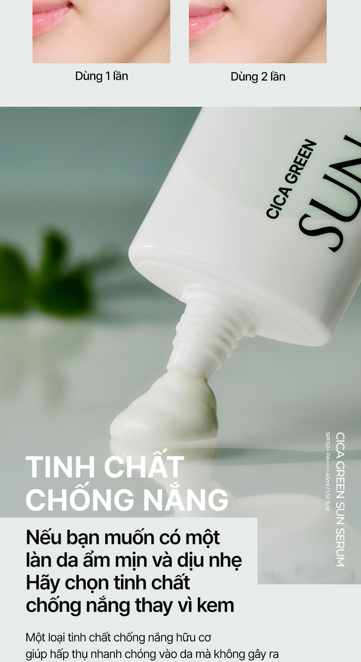 Mô tả Tinh Chất Chống Nắng Black Rouge Cica Green Sun Serum Hàn Quốc SPF50+ PA+++++ 3ml - 9