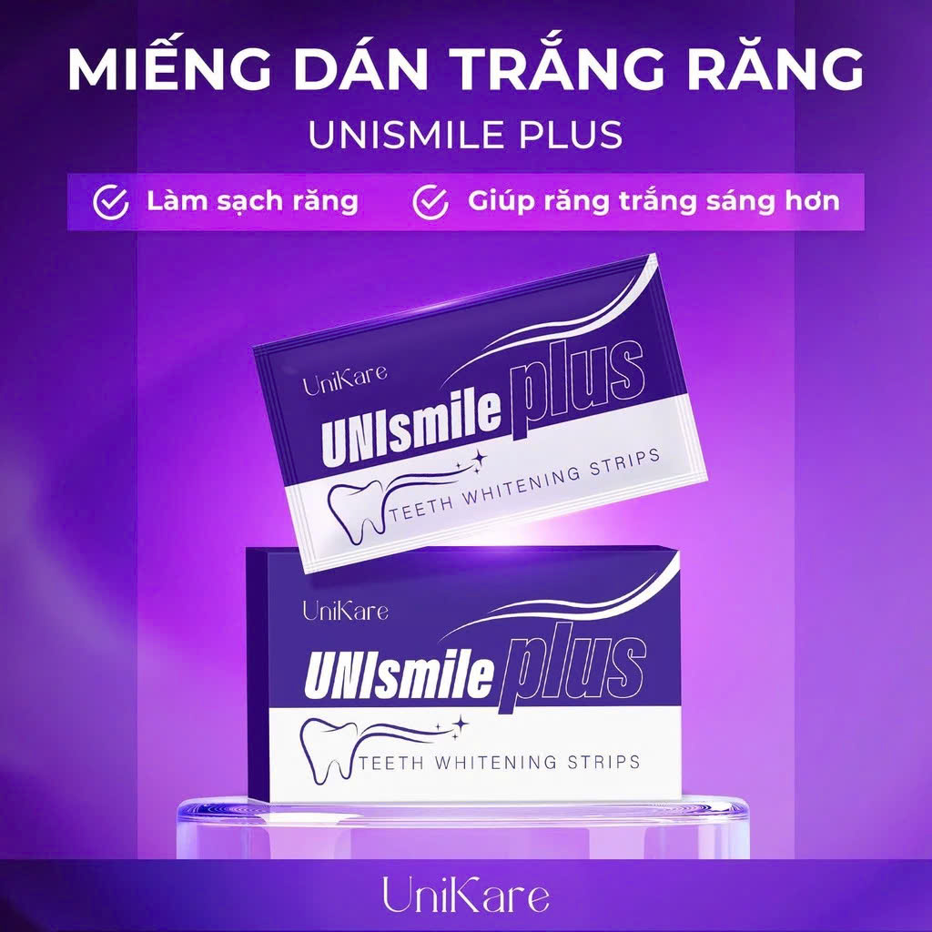Mô tả Miếng Dán Hỗ Trợ Trắng Răng UNIsmile PLUS, Hỗ Trợ Sáng Răng Ố Vàng, Hỗ Trợ Làm Sạch Mảng Bám Cao Răng - Hộp 5 Miếng - 1