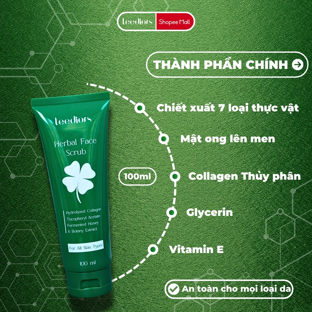 Mô tả Tẩy tế bào Leediors 100ml Loại bỏ Tế bào chết, Kích thích Tái tạo Tế bào da, Giúp da Tươi sáng, Mịn màng - 2
