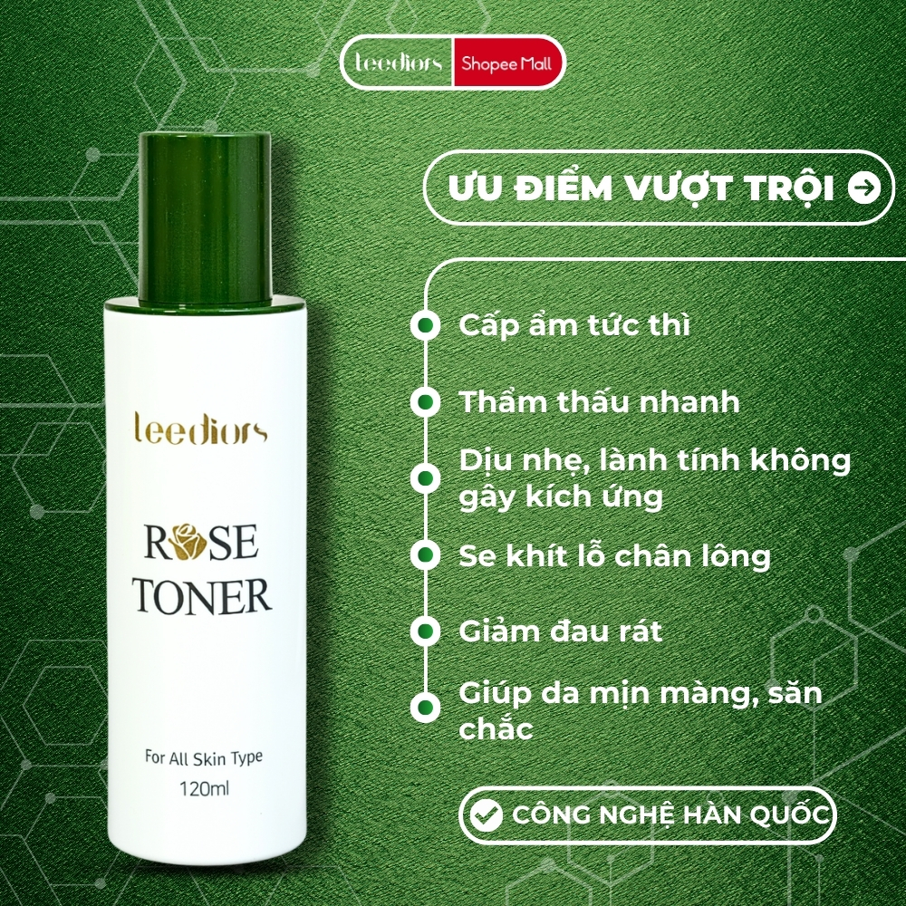 Mô tả Nước hoa hồng Hàn Quốc Leediors Rose Toner 120ml Cân bằng pH, Tăng cường Độ ẩm cho Da, Giúp Da Mịn màng - 3