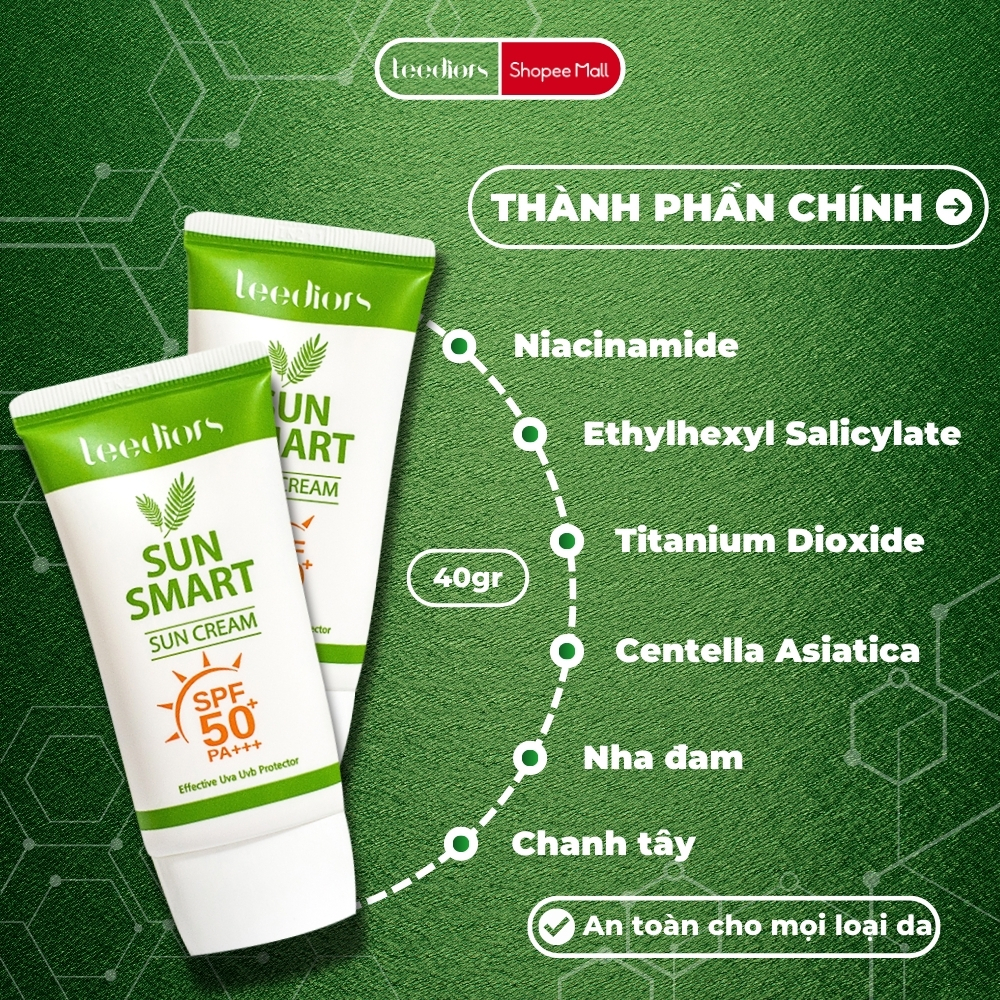 Mô tả Kem chống nắng Hàn Quốc Leediors SPF 50+ 3 in 1 Ngăn Chặn Tia UVA, UVB, Dưỡng Trắng, Kiềm Dầu, Chống Nước - 3
