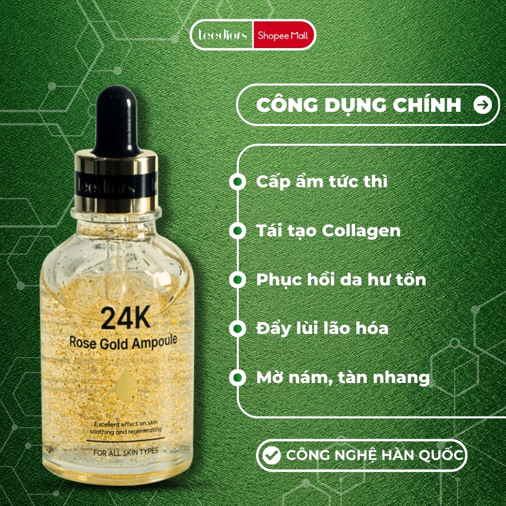 Mô tả Ampoule Dưỡng ẩm Hàn Quốc Leediors 24K 50ml Làm đẹp Da, Dưỡng, Cấp ẩm Da, Sáng da, Mờ thâm - 3