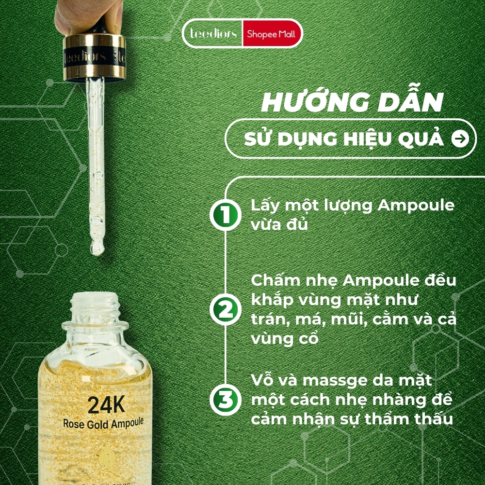 Mô tả Ampoule Dưỡng ẩm Hàn Quốc Leediors 24K 50ml Làm đẹp Da, Dưỡng, Cấp ẩm Da, Sáng da, Mờ thâm - 4
